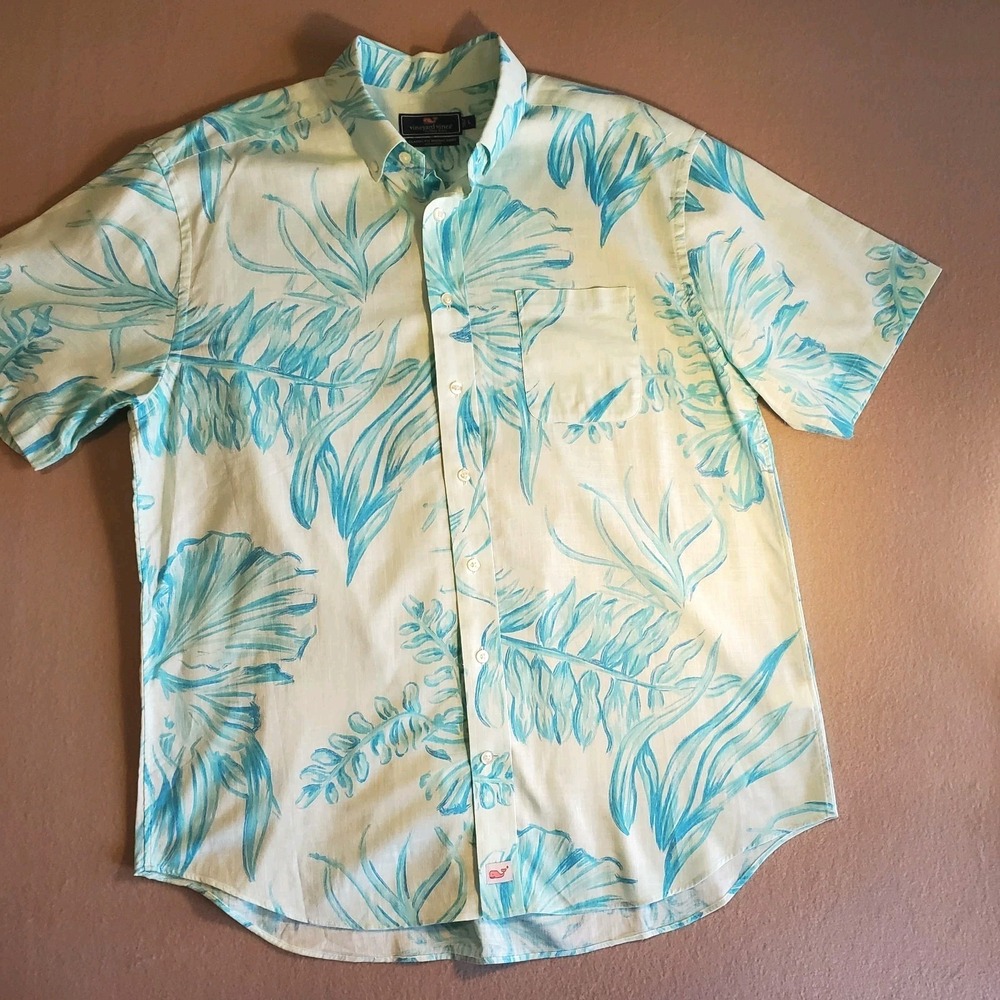 Vineyard Vines Murray Shirt Men's Large Classic Fit Blue Tropical Button down - Picture 1 of 10